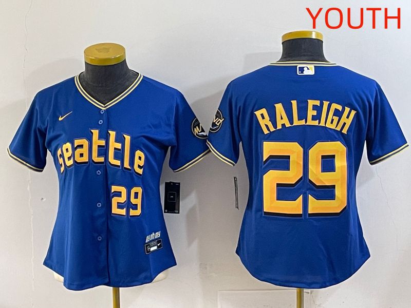 Youth 2025 Seattle Mariners #29 Raleigh Blue City Edition Nike MLB Jersey style 4